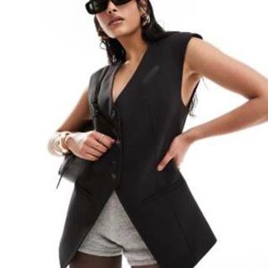 ASOS Black Sleeveless Blazer Vest